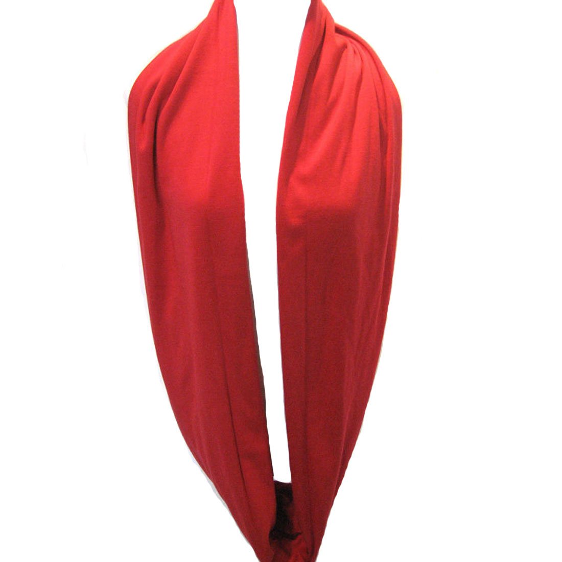Leben Women's Red Lerben® Soft Cotton Snood Scarf Solid Infinity Loop Scarves Neck Wrap