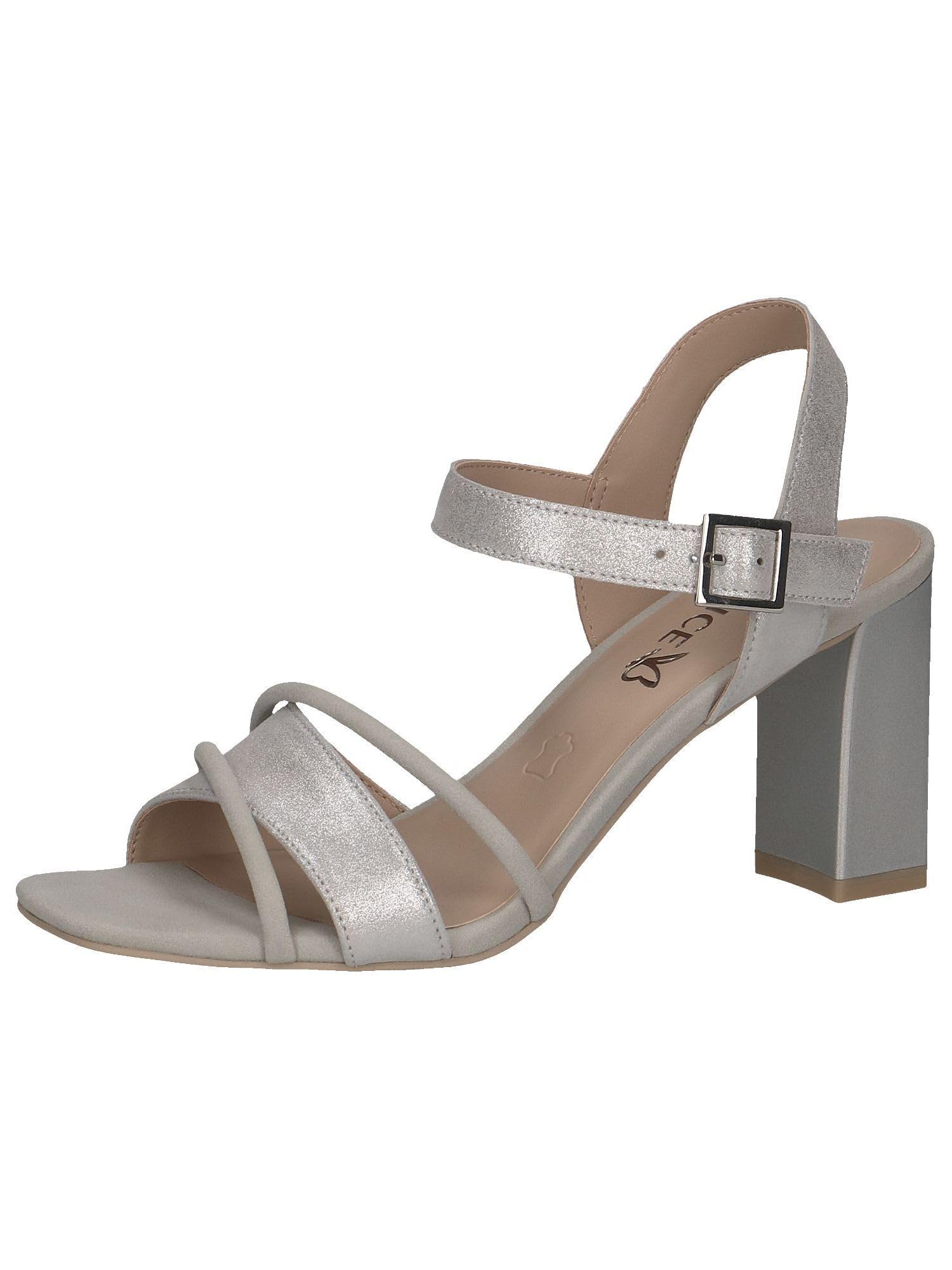 CAPRICE Women's heeled sandals Elegant Festive, Silver (Silver Comb), 6.5 UK