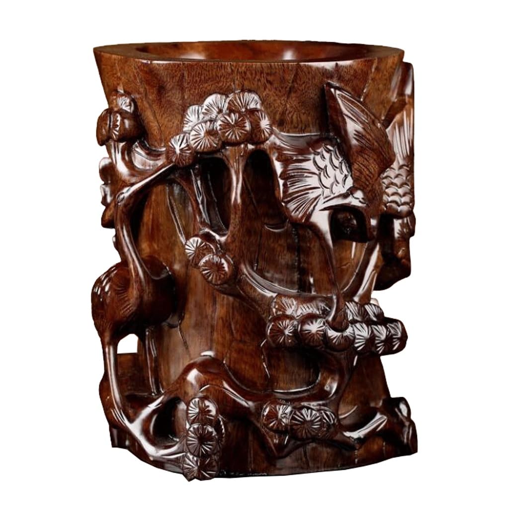 Amazon.com: FKLGJFO 紅木筆筒雕刻、學習根雕刻、文具和遊戲裝飾品  