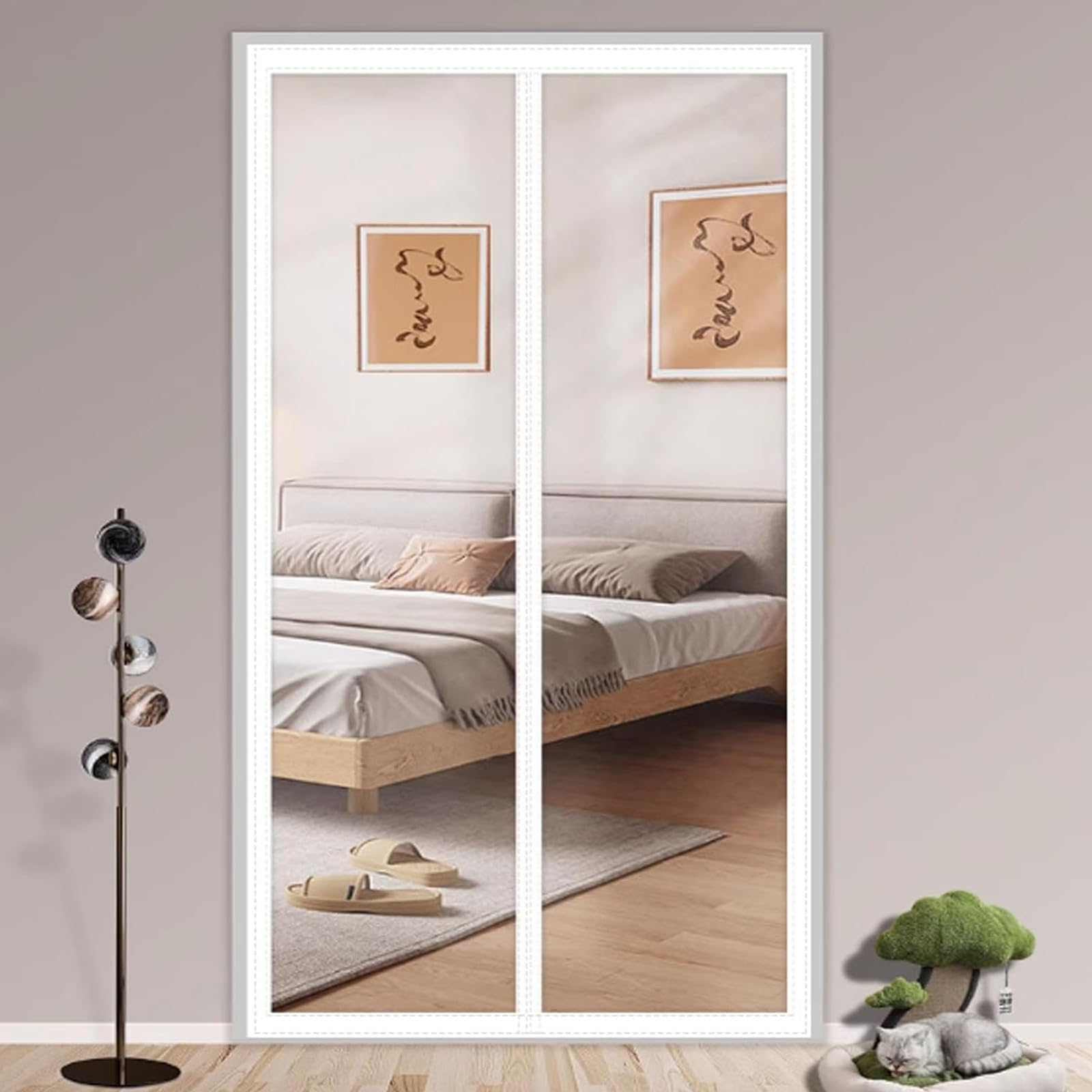 Cortina para Puerta EVA Magnética Termoaislante,Cortina Puerta Aislante Termica Frio y Calor,a Prueba de Viento Impermeable,para Dormitorio,Cocina,Cierre Automático,Ancho×Alto (90cm x 205cm)