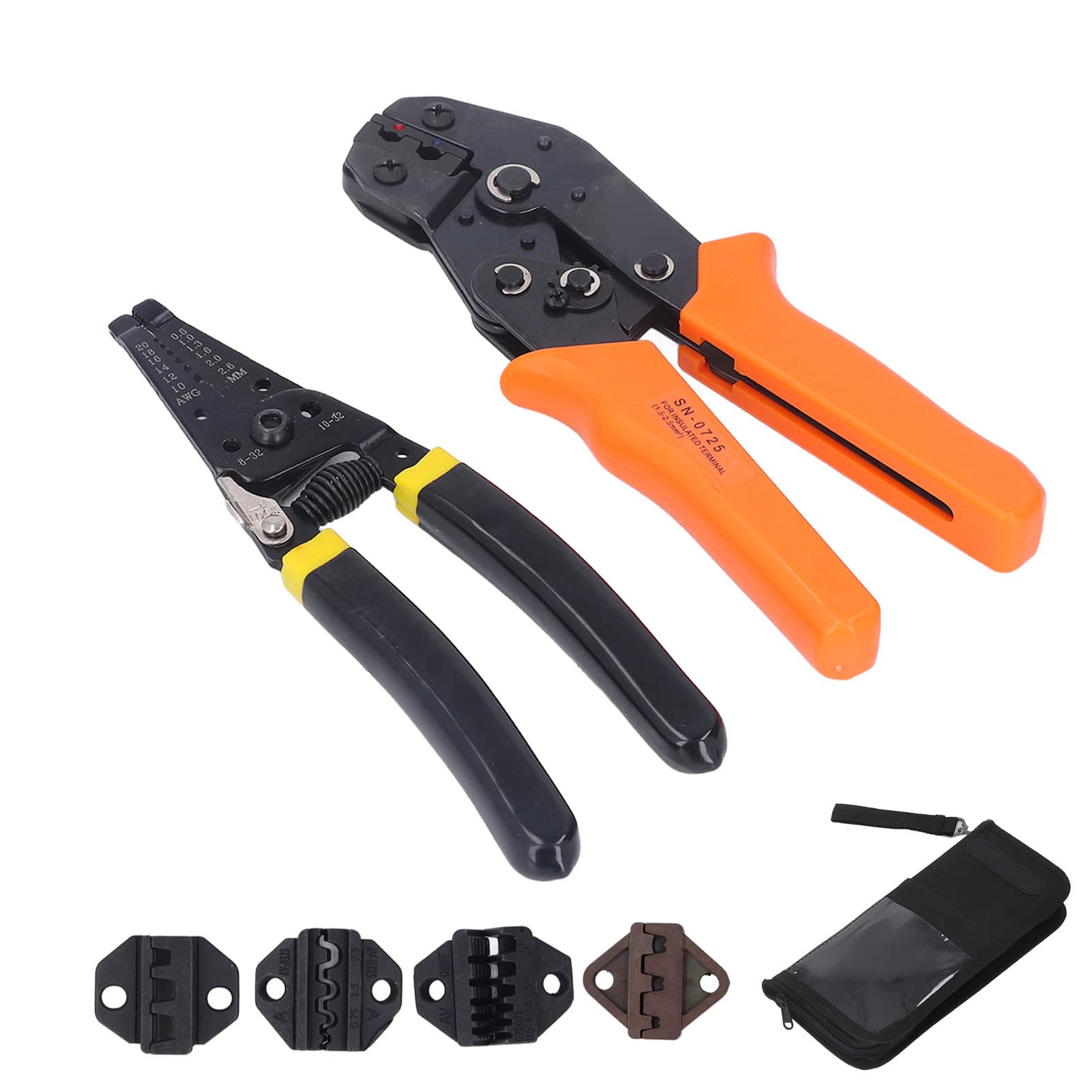 Kit de herramientas para engarzar cables de grado profesional con 4 mordazas intercambiables Alicates engarzadores ajustables automáticos para terminales de cableado eléctr