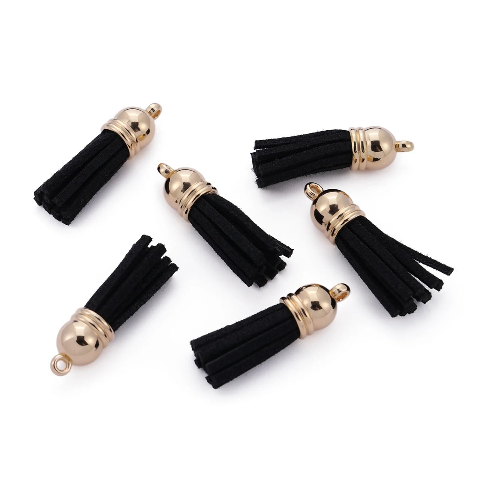 Suede Faux Leather Tassels 200 pcs/Lots Tassel Synthetic Suede Faux Leather Charms For DIY Keychain Earrings Necklace Bracelet Jewelry Making Supplies(Black)