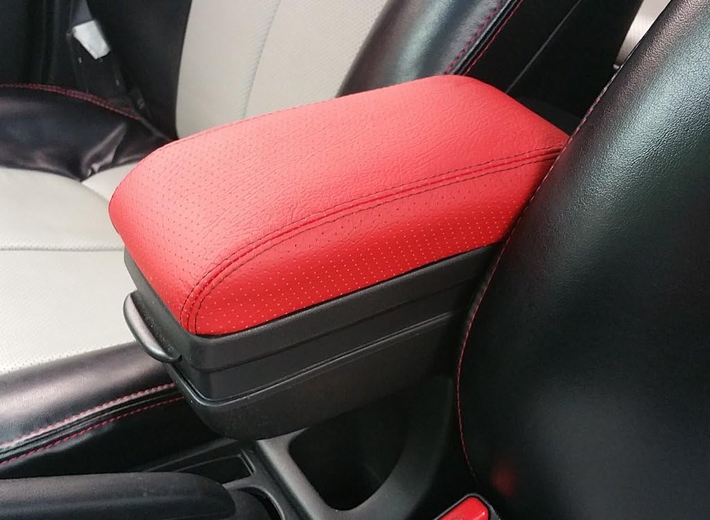 RedlineGoods armrest Cover - OEM Honda armrest Compatible with Honda Fit 2007-13. Tailor Made - not Universal. Genuine top-Grade Italian Black Perforated Leather with Black Thread