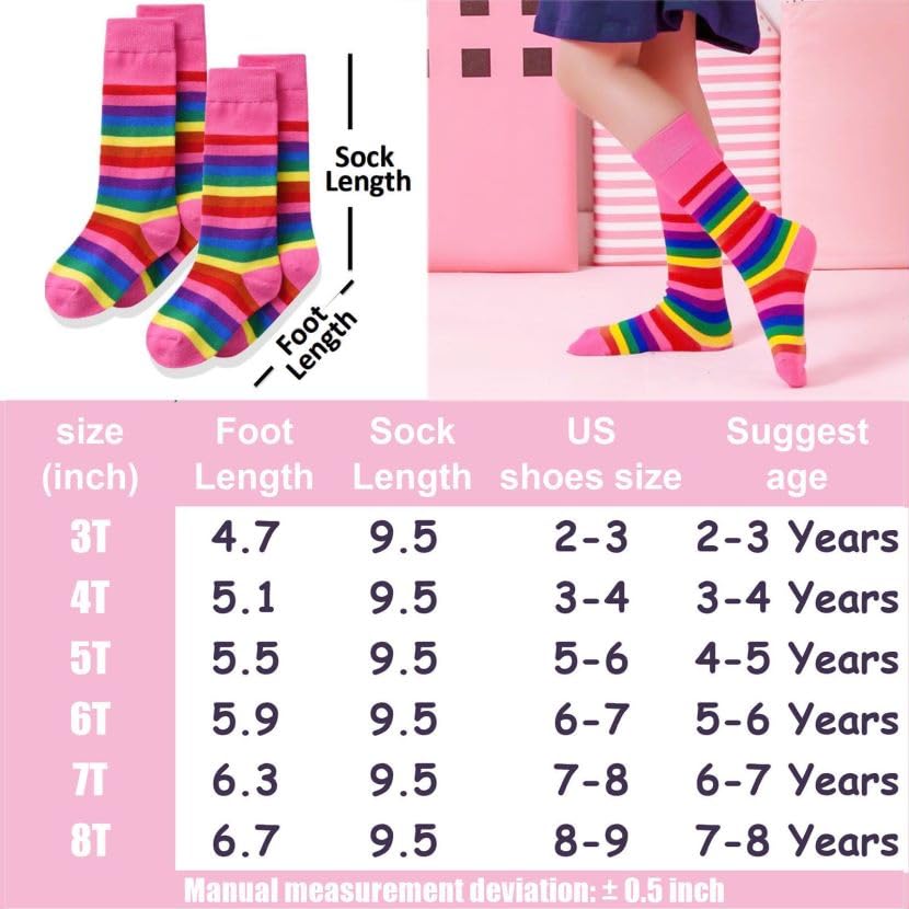 Image of VIKITA Girls Little kid socks 2 pairs set in Spring fall winter stripe socks for Christmas 8T, SF5002