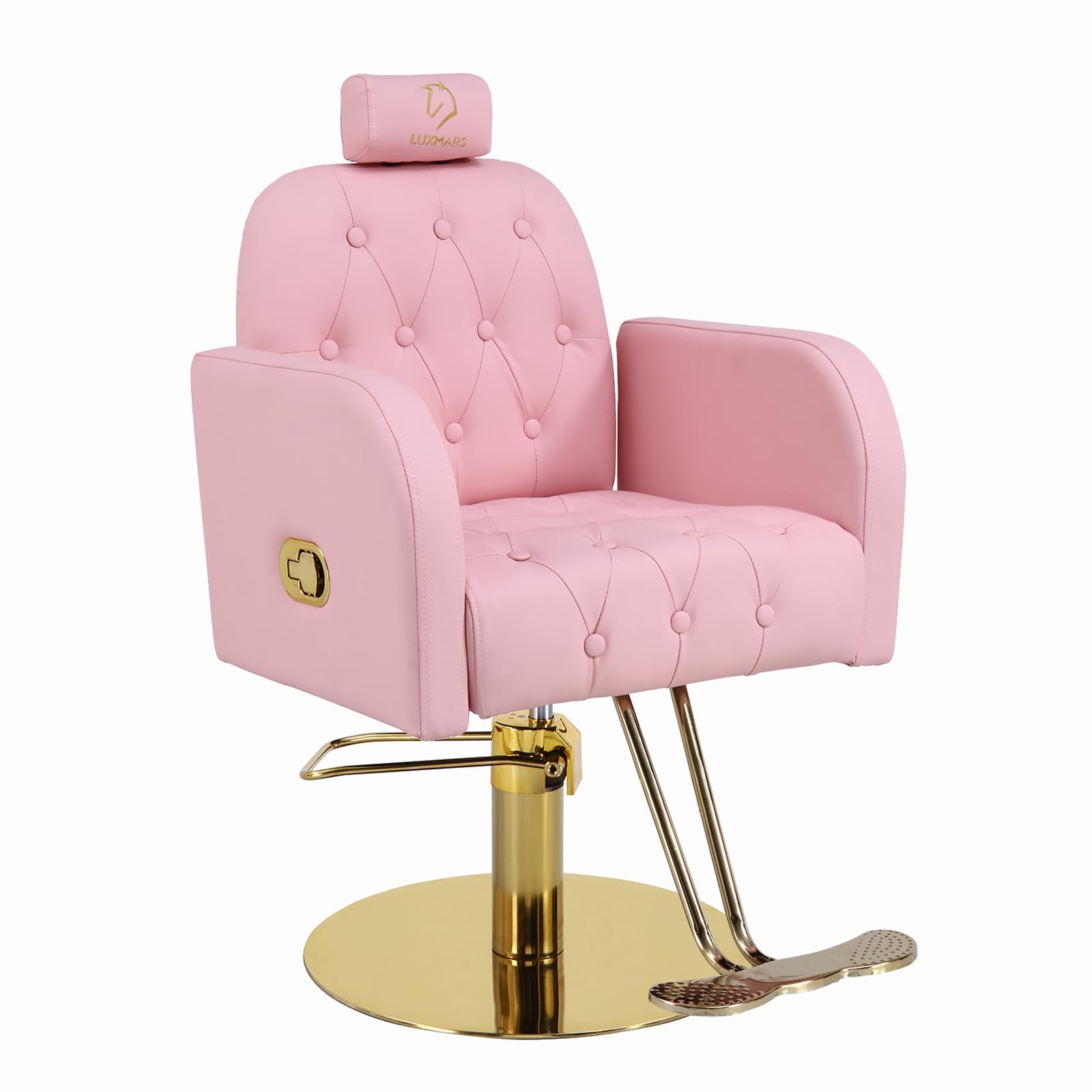 Vintage Barber Chair,360° Swivel Salon Chair with Reclining,Adjustable Height,Professional Stylist Chair with Heavy-Duty Hydraulic Pump,Spa Equipment for Barbershop,Beauty,Home (Matte Pink)