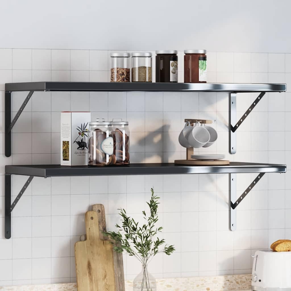 Soporte para estantería, 4 unidades, 40 x 2,5 x 25 cm, acero inoxidable, 3 mm de grosor, 50 kg, soporta con tornillos y tacos, diseño moderno, robusto y ahorra espacio, para estantería