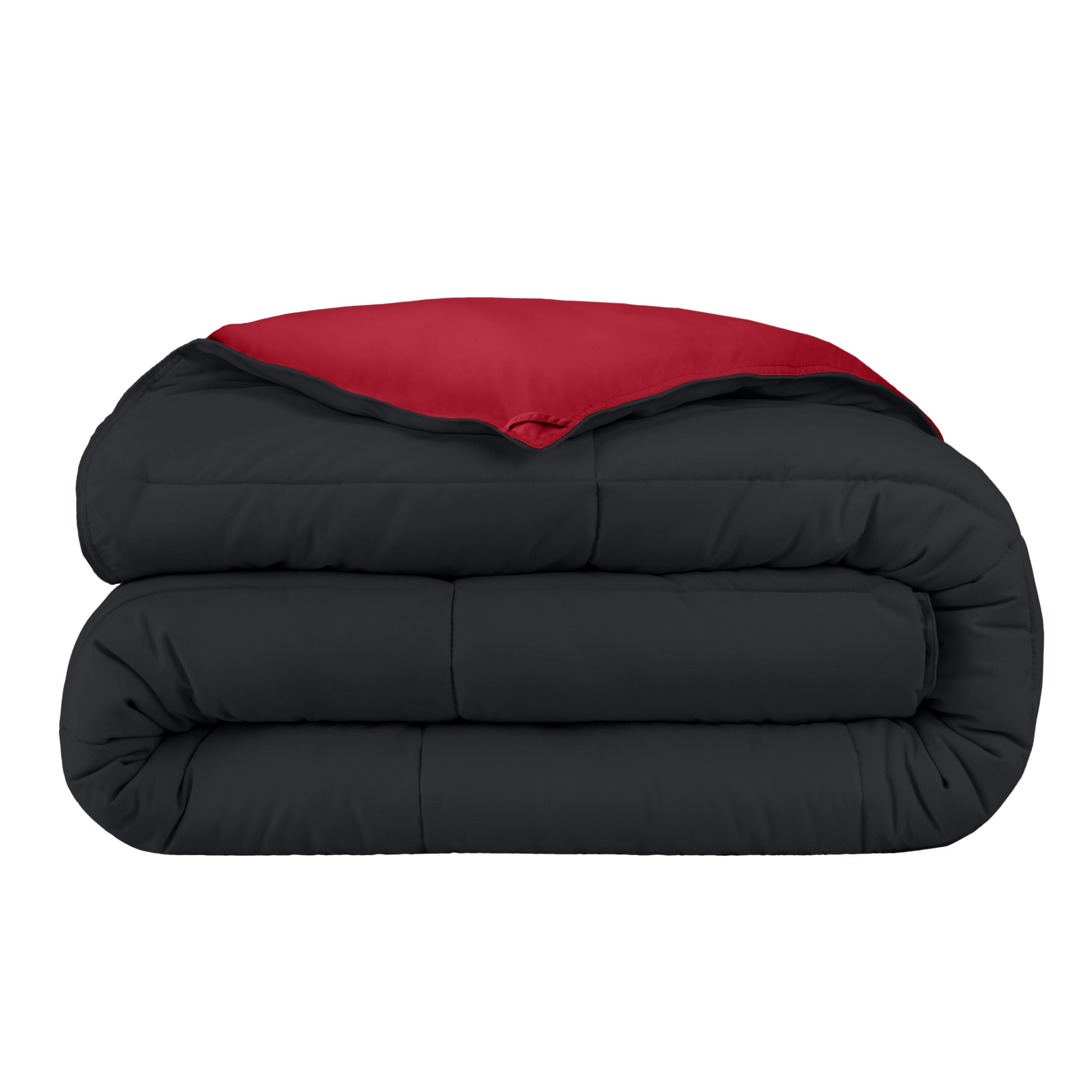 Bare Home King/California King Comforter - Reversible Colors - Goose Down Alternative - Ultra-Soft - Premium 1800 Series - All Season Warmth - Bedding Comforter (King/Cal King, Black/Red)