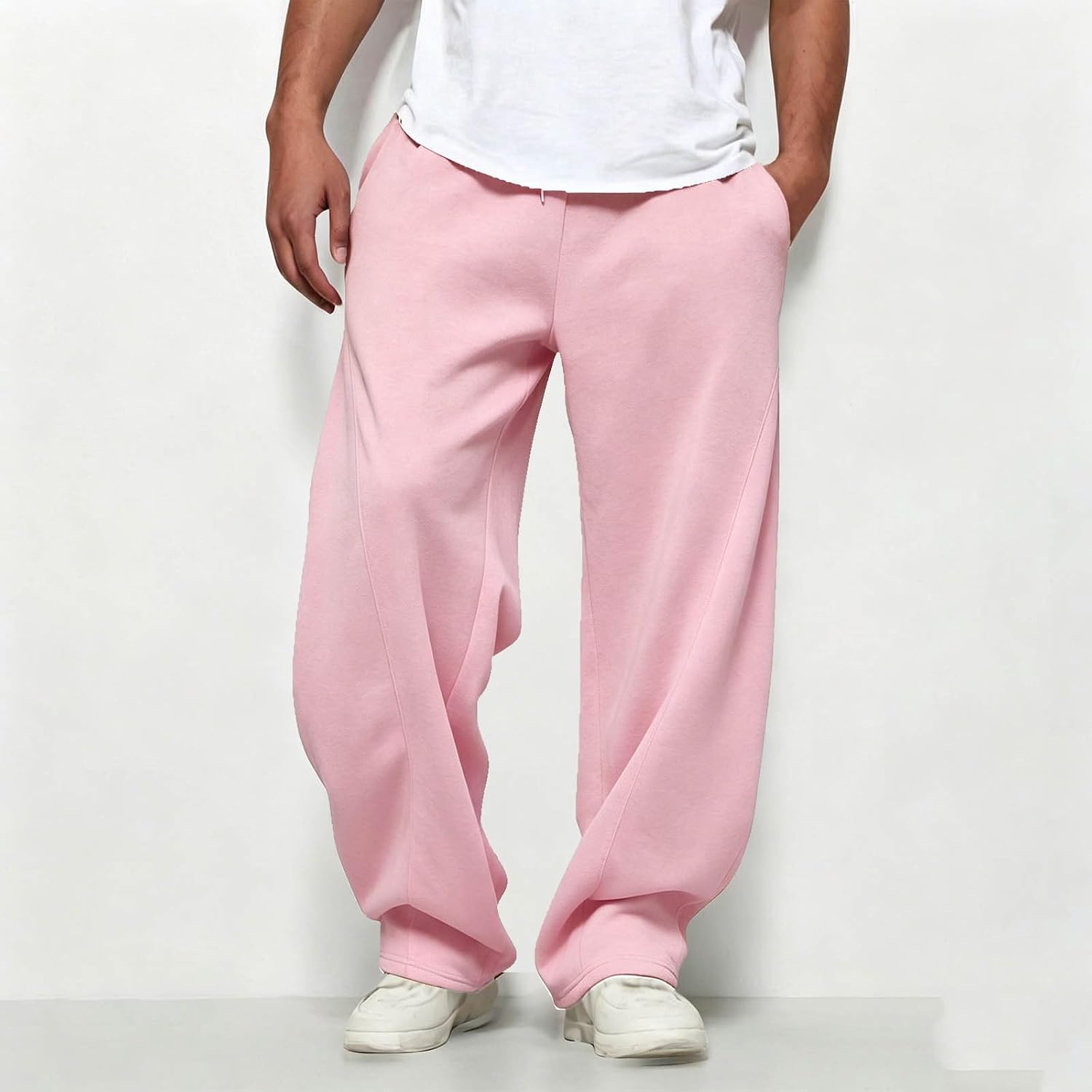 Men's Wide Leg Sweatpants Elastic Waist Pants with Pockets | Men's Wide Leg Sweatpants With Open Bottom And Side Pockets For Workout Travel Walking Spring Fall Outfits