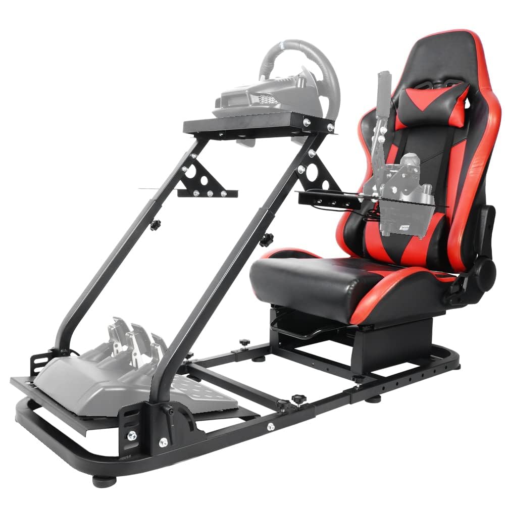 Gazzyt Flight Simulator Cockpit & Racing Simulator Cockpit Compatible for Logitech, Thrustmaster Hotas Warthog G27 G29 X52, Wheel, Pedal, Shifter, Keyboard and Flight Stick Not Included
