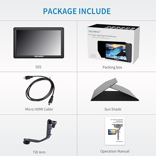 Miniatura 8 de FEELWORLD S55V2 5.5 pulgadas DSR Cámara Monitor de Campo Pequeño Full HD 1920x1152 IPS Video Assist Mit HDMI Salida y Entrada