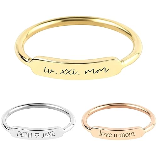 Custom Name Ring Personalized Mother Day Gift for Mom Grandma Gifts from Daughter Stacking Ring Initial Ring Stackable Ring Wedding Bridesmaids
