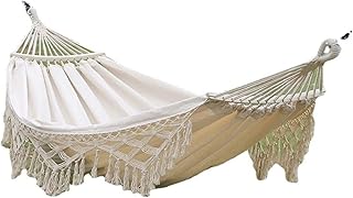 Tassel Hammock Color Hammock Thicken and Wear Resistant Hammock Chair Single Hammock Portable Hammock Lightweight Camping Hammock Swing Suitable for Adults and Children (Color : White, Size : (50+20