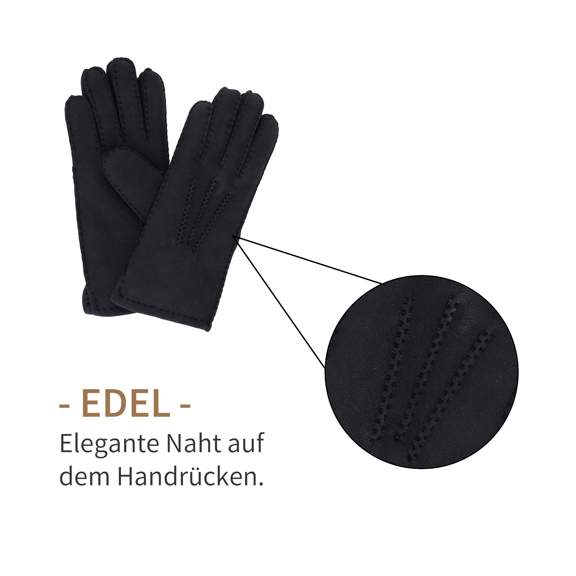 Lammfell Handschuhe für Damen - 100% Lammfell - warme Winterhandschuhe - Farben: schwarz und braun - verschiedene Größen - eleganter Damenhandschuh