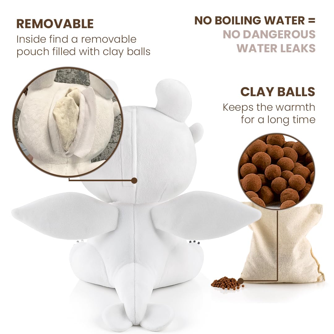 BIOSYNEX - Peluche Bouillotte Micro-Ondable avec Billes d'Argile Dragons - Doudou Bien-Être Lavable en Machine - Chaleur Douce et Réconfortante - Dès la naissance (Furie Eclair)