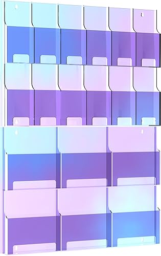 Miniatura 8 de Soporte acrílico para folletos, 6 revistas y 12 soportes para folletos, soporte de pared transparente para folletos, soporte de pared para folletos,