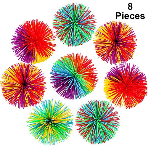 Bola de Antiestrés Bola que Rebota Pom de Arcoiris Suave Bolas de Hilos de Inquietud Sensorial, Multicolor (8 Piezas) Cover