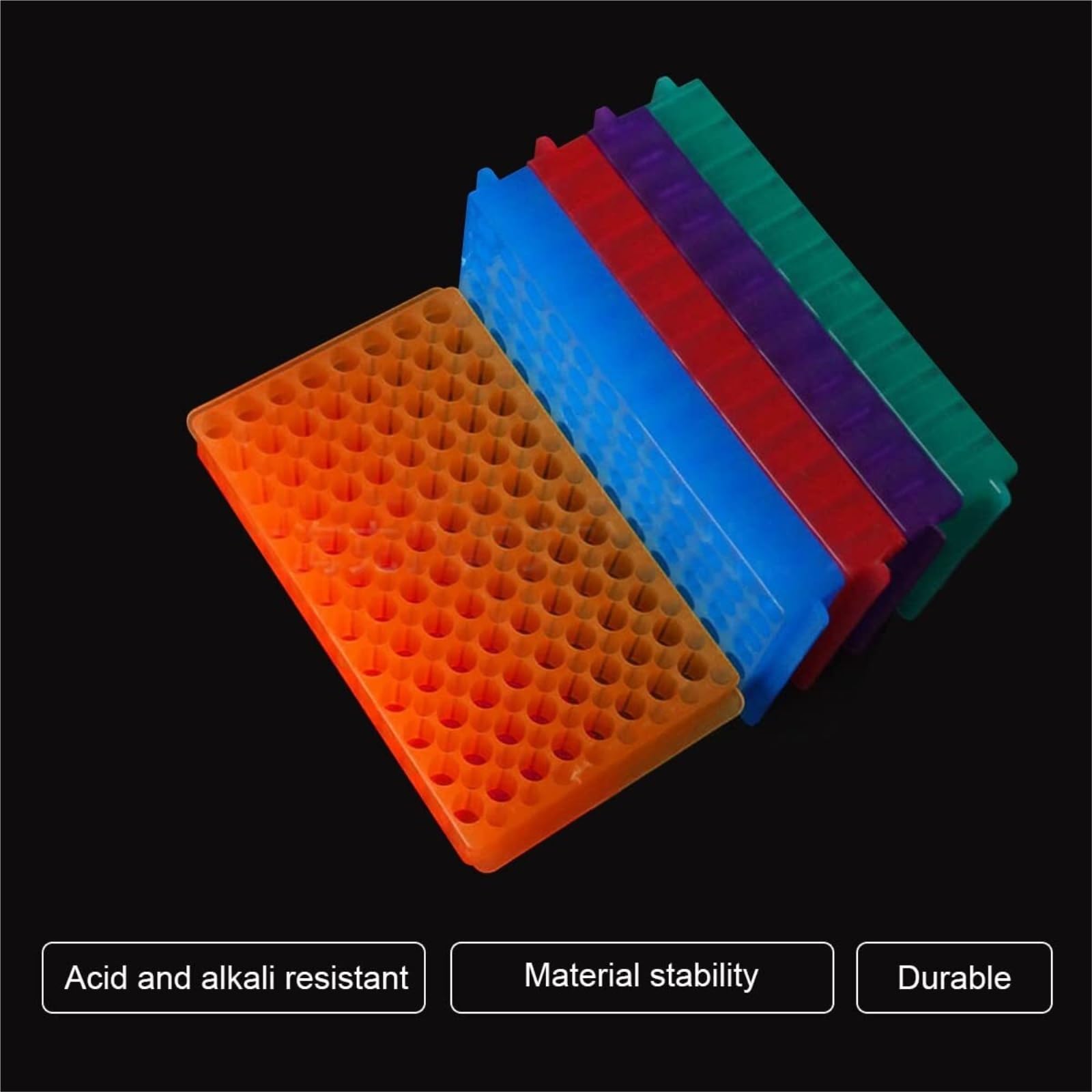 Soporte De Tubo Gradilla Gradilla For Tubos De Ensayo De Plástico De Doble Cara, 96 Pocillos, Paquete De 5 Laboratorio De Química