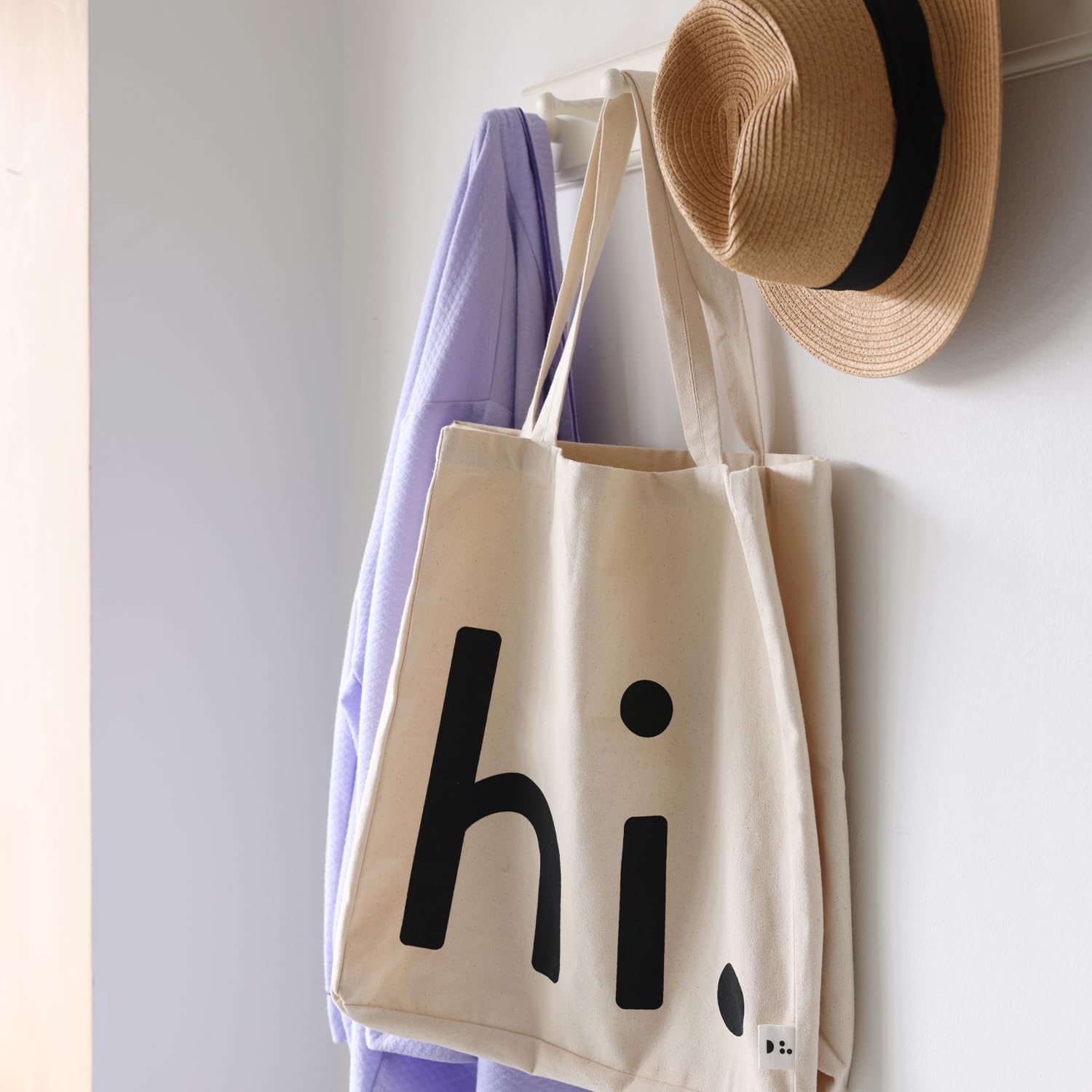 Design Letters Borsa donna | Borsa Shopper Cotone manici lunghi | Sacchetto di iuta | Borsa Tote |sacchetto regalo certificato Oeko-Tex | Borsa in Tessuto | Sacchetto di Cotone 44x42 | Tote Bag Canvas