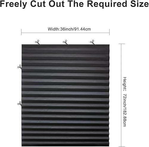 Vista 4 de MYshade Paquete de 6 persianas de papel opacas temporales para ventanas, persianas plisadas de papel con adhesivo, sin herramientas, sin Negro
