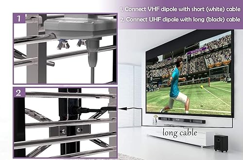 Miniatura 6 de PBD - Antena digital HDTV para exteriores con amplificador de alta ganancia y bajo ruido, cable coaxial RG6 de 40 pies, divisor de 2 vías, rango de