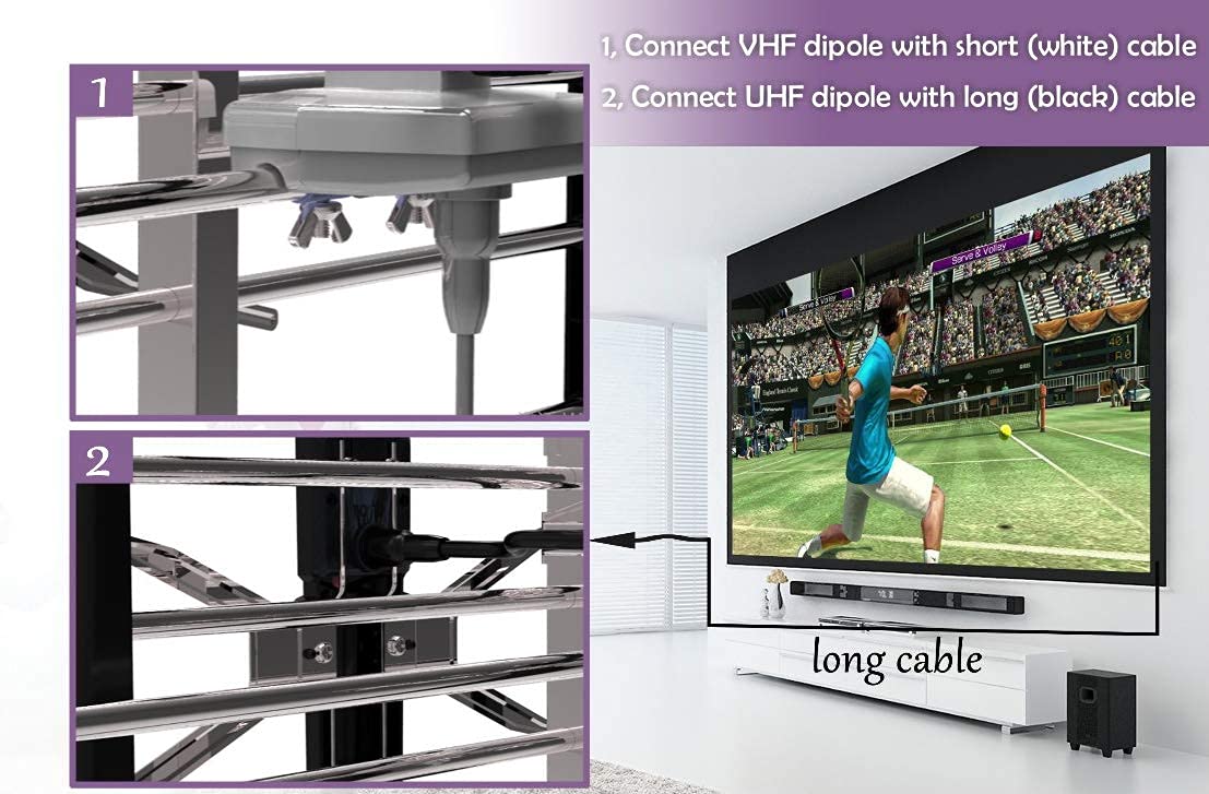 Antena de TV, antena de TV digital para interiores 2020 con amplificador desmontable