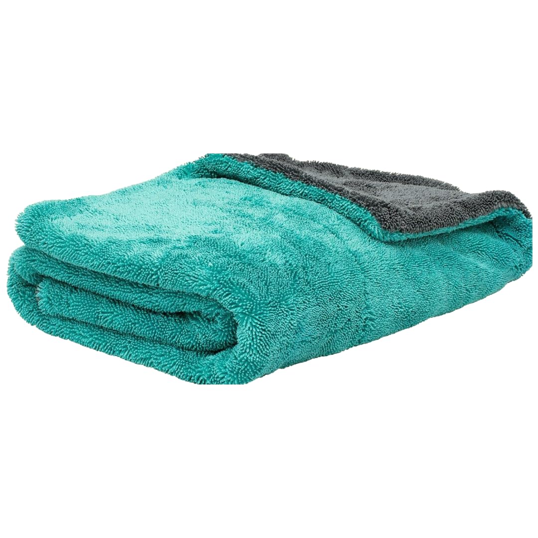 Microshine Microfiber Twisted Loop Cleaning Cloth - Autolux 1200 GSM Car Towel, Grey/Green, 40x40cm, 1200GSM, Plush Pile, Edgeless, Lint-Free, Super Absorbent, Multipurpose