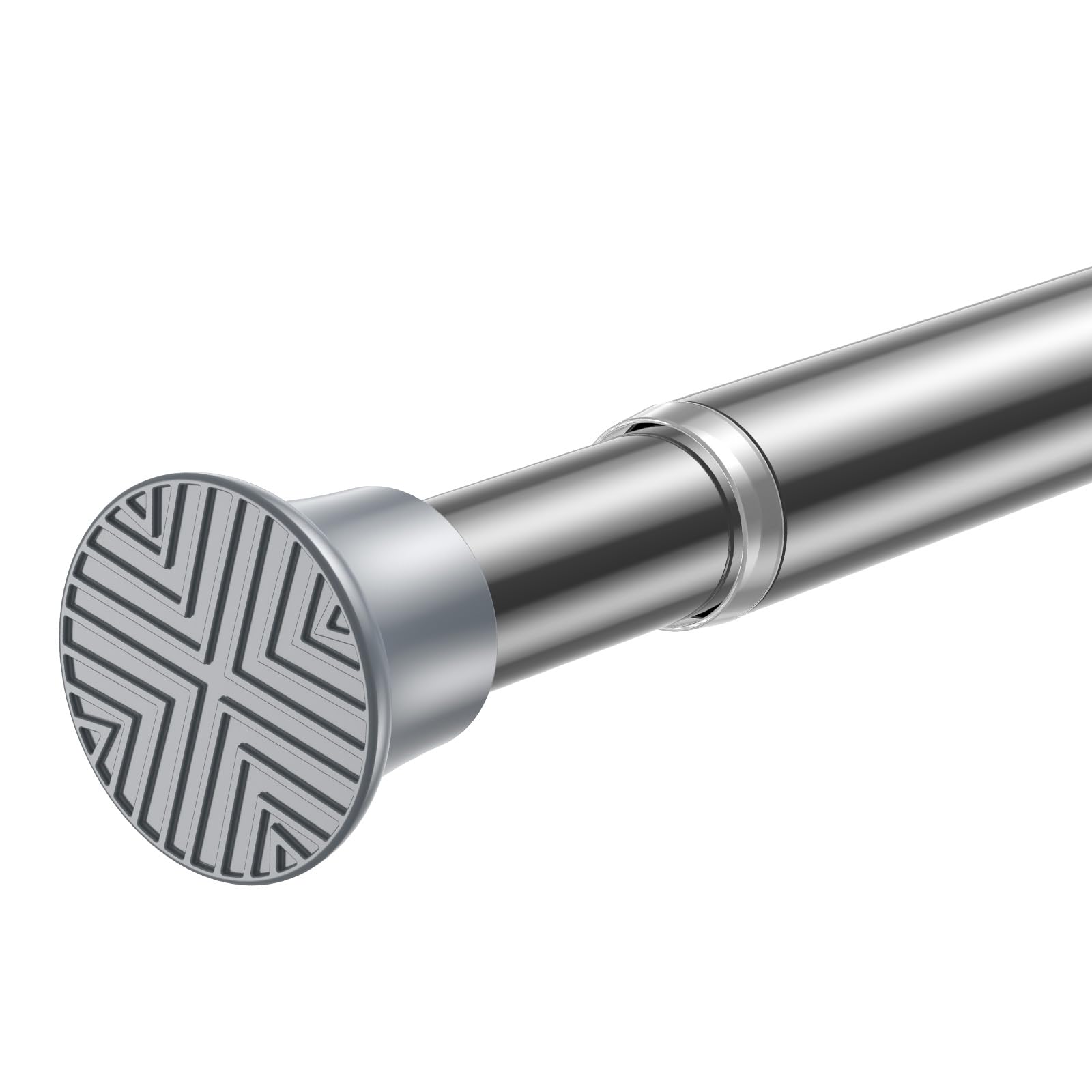 Zipglo Shower Curtain Pole 80-195cm, Extendable Curtain Poles Adjustable Tension Rods for Curtains Telescopic Curtain Poles No Drilling Shower Curtain Rail for Bathroom Window, Silver