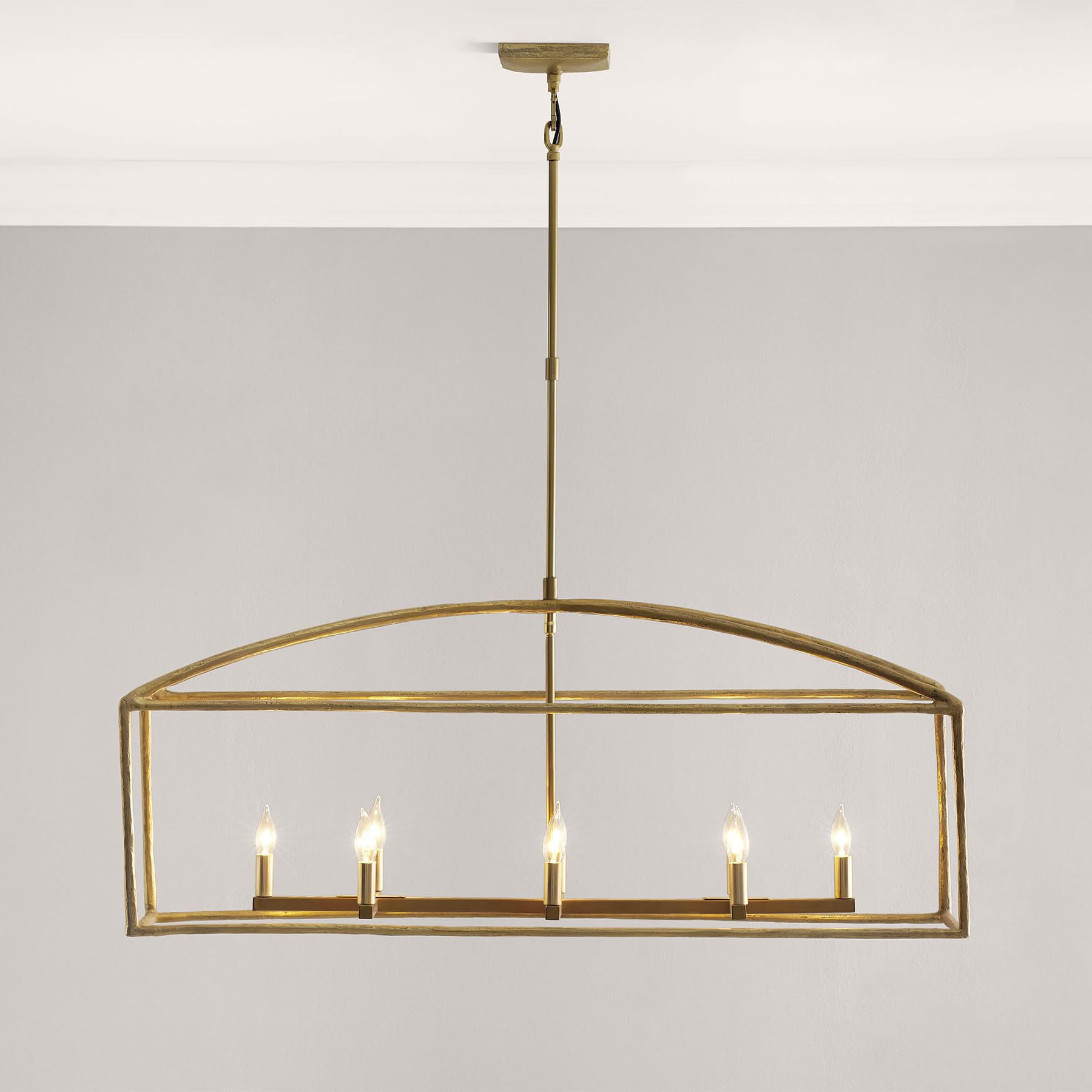Forged-Iron Linear Chandelier, Fallon Forged-Iron Linear Chandelier 46" w x 14.5" d x 19.5" h(Brass)