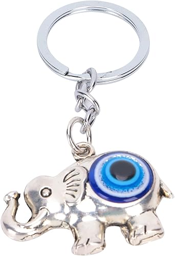 Llavero de elefante lindo para mujer, colgante de aleación de diamantes de imitación de cristal, llavero de ojo azul para bolsa de llaves, teléfono