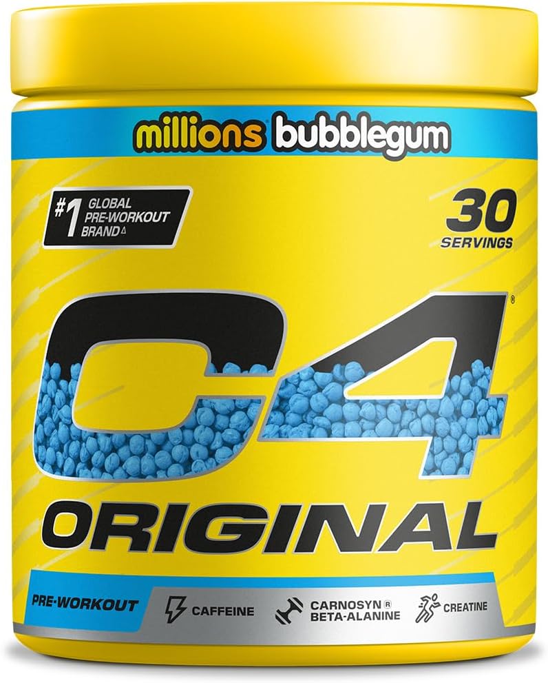 C4 Original Pre Workout Powder, Bubblegum, 30 Servings | Zero Sugar Pre Workout Energy Drink Powder with 150mg Caffeine, 1500mg Creatine Monohydrate, 1600mg Beta Alanine