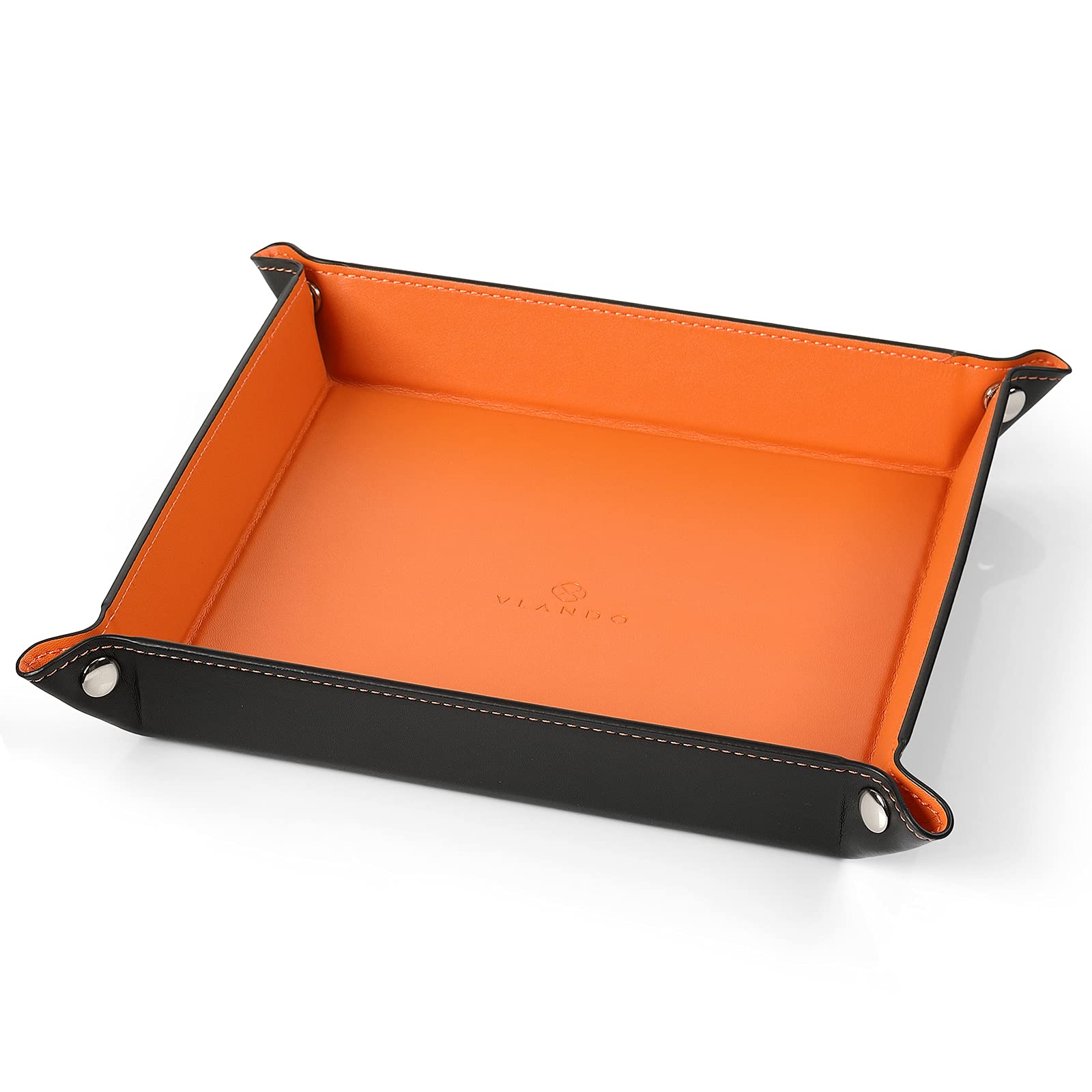 Valet Tray for Men Women, Nightstand Organizer Vanity Catchall Holder for Dresser Desk Storage Bedside, Travel PU Leather Jewelry Key Bowl EDC Watches and Candy Entryway Tray - Large