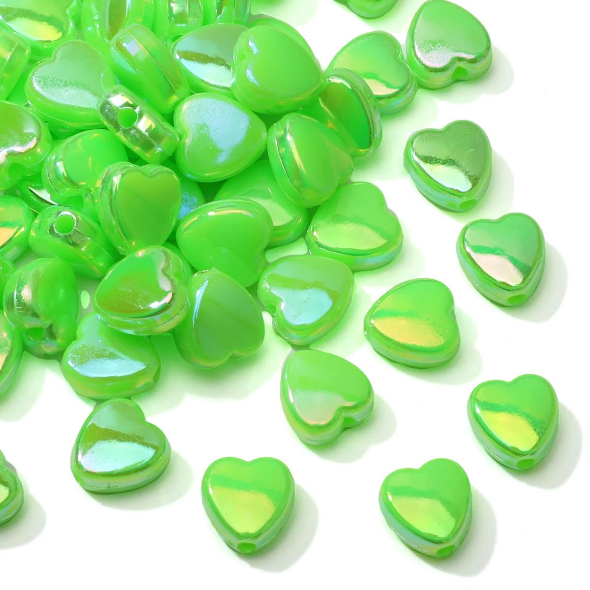 HUIOYG 100Pcs 8×9mm Acrylic Heart Beads Loose Spacer Beads for Handmade Jewelry