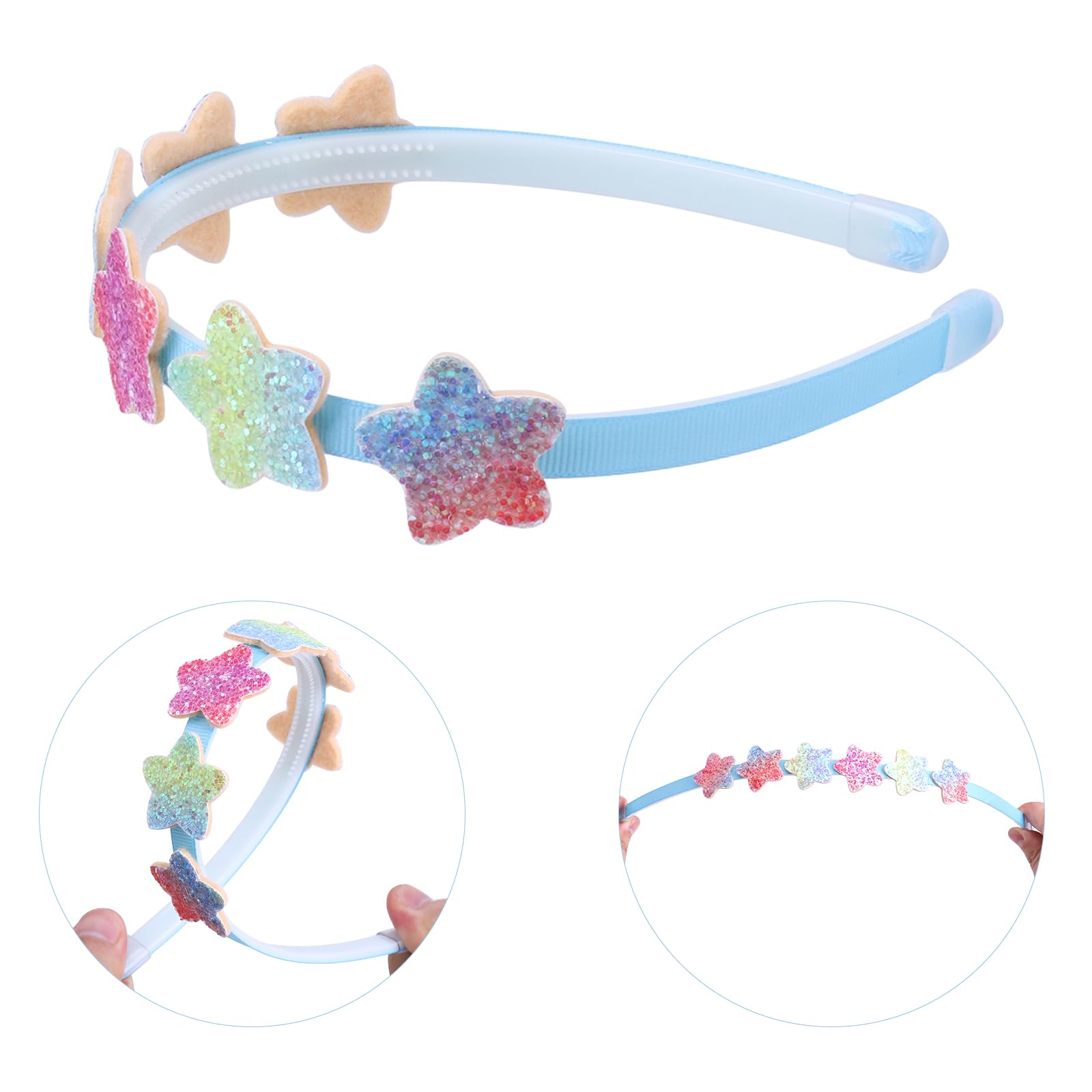 Candygirl Headbands for Girls Glitter Headband,Sparkly Bow Heart Star Hairbands Cute Non-slip Thick Plastic Hair Bands Shiny Rainbow Sequins Hairhoop Accessories for Kids Little Girls Teens(6Pcs) - Image 4