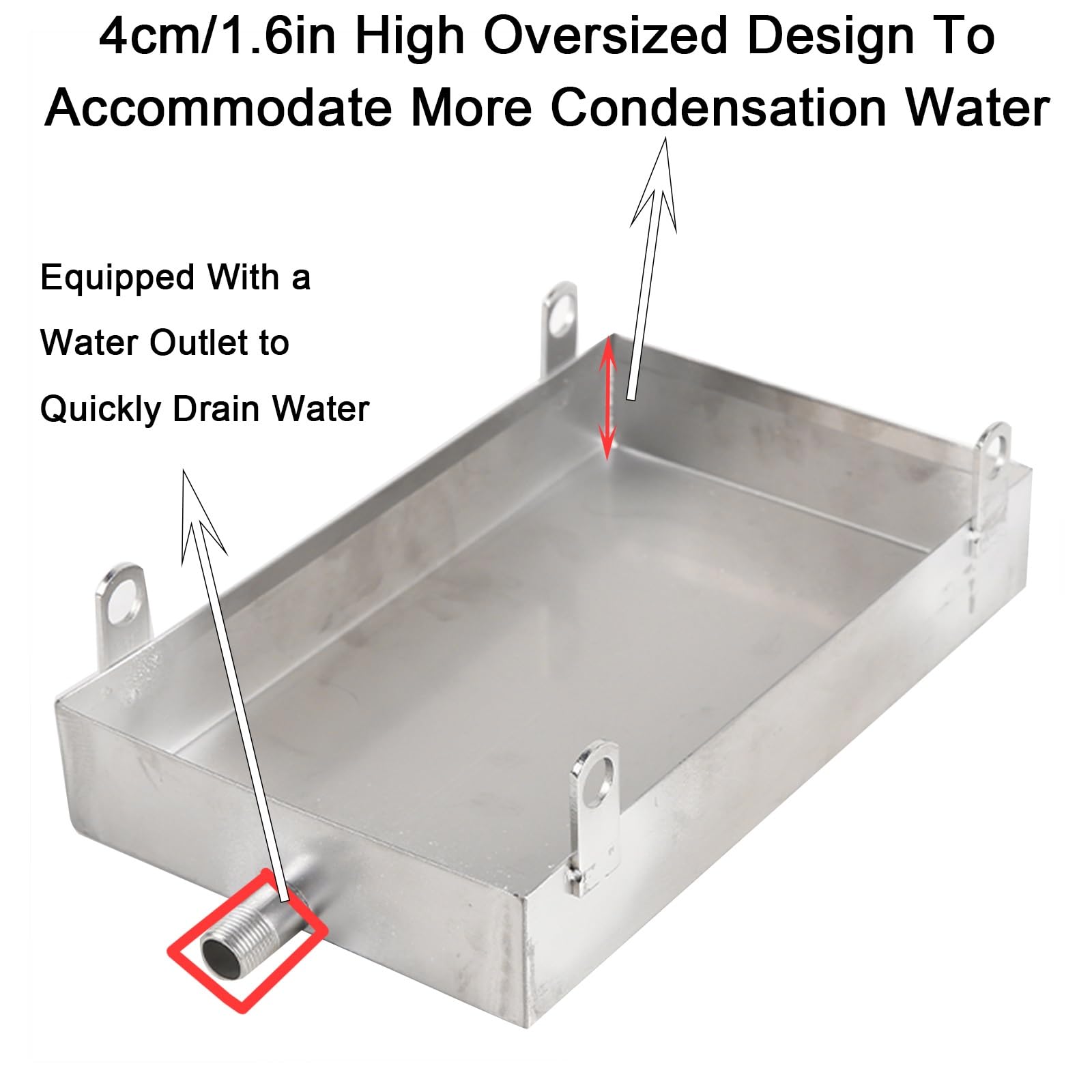 Bac d'égouttement universel AC pour climatiseurs portables 50 x 45 cm avec oreilles de montage fixes, idéal pour les changements d'huile, empêche les déversements et les fuites