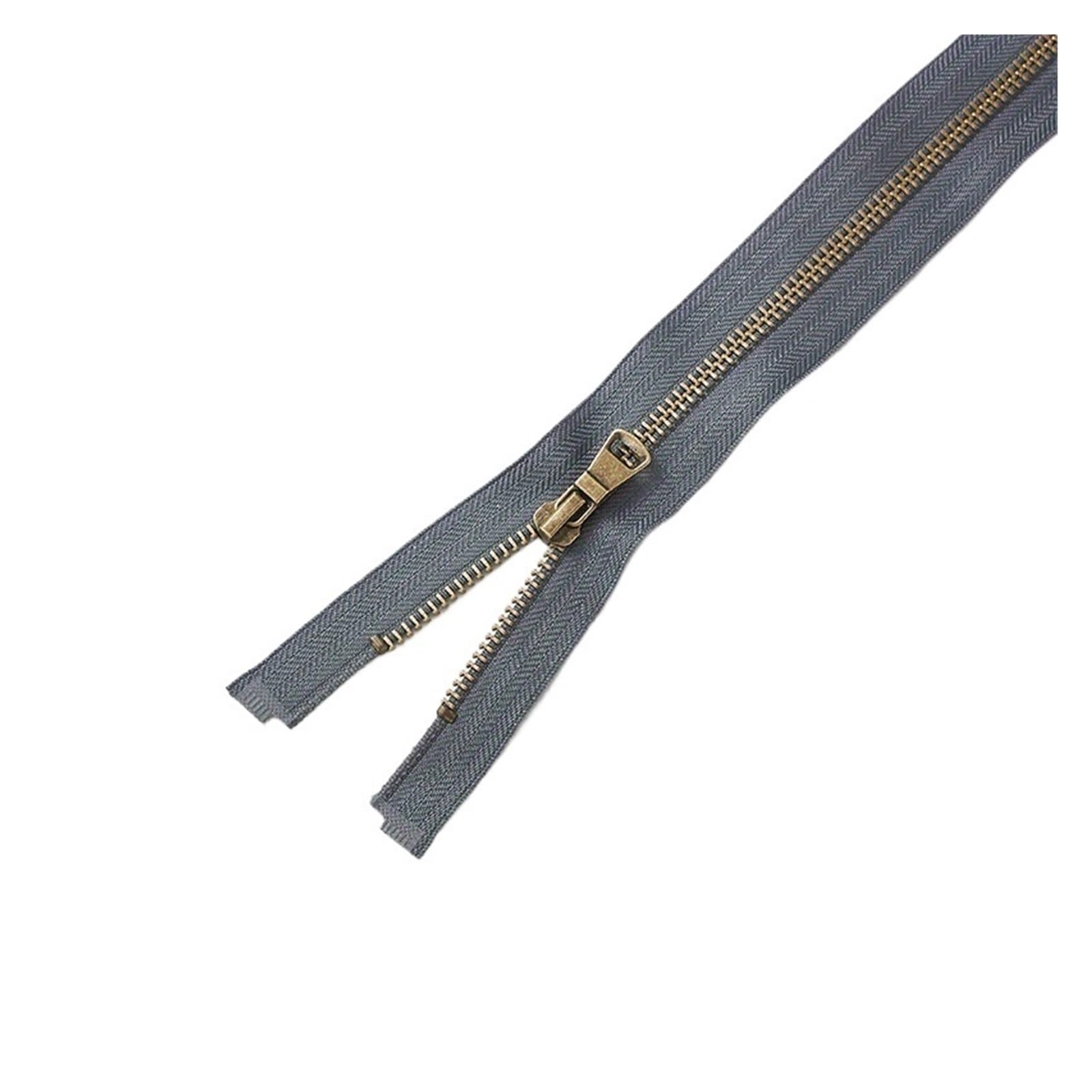 Duty Single Slider Metal Zip 5 Bronze Teeth 3pcs Multicolor 40-80cm(Dark Grey,70CM-3PCS)