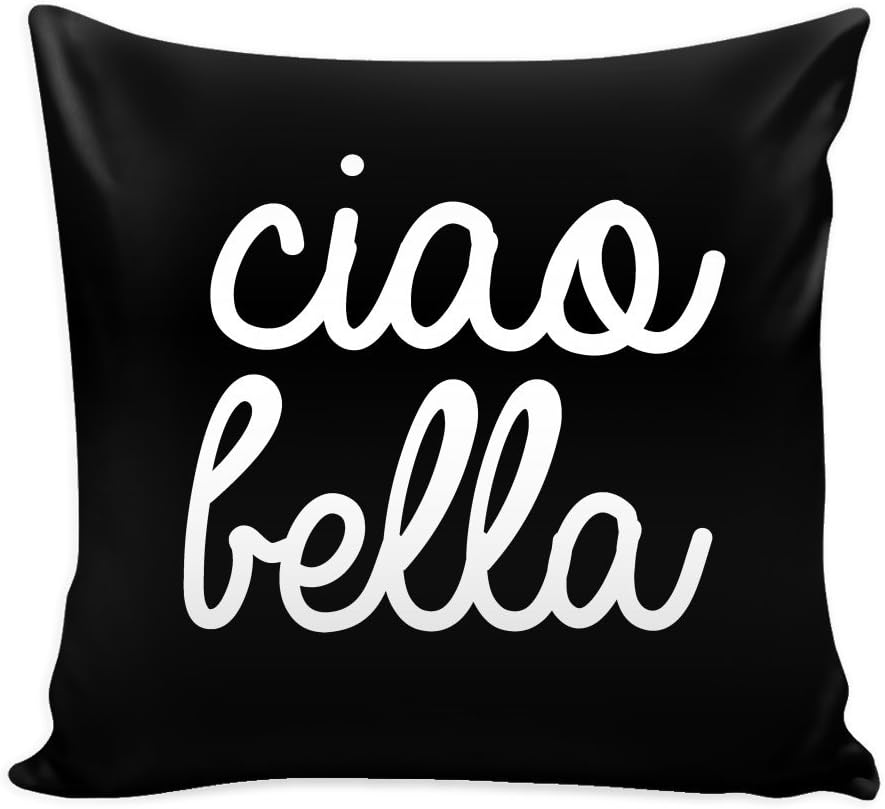 Italy Throw Pillow Cover with Insert – Ciao Bella Decorative Charming Italian-Themed Designs - Personalized Décor - Square Cushion is Ideal for Chair, Couch, Bed, Sofa, Living Room, Bedroom