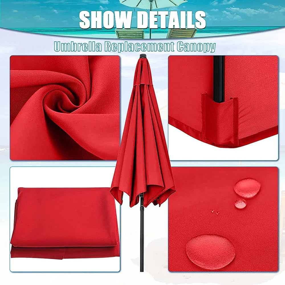 KADEUX Replacement Outdoor Umbrella Canopy, Offset Hanging Umbrella Top Cover, 9/10ft 8 Ribs, Patio Umbrella Canopy Cover Rechange (Color : Khaki, Size : 3m/10ft)