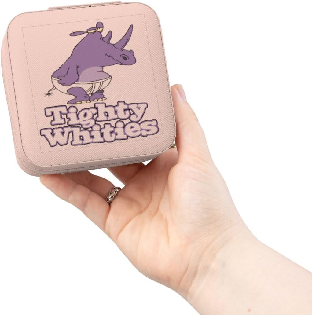 3dRose Funny Silly Rhino in Tighty Whities Underwear Jewelry Travel Case Pink