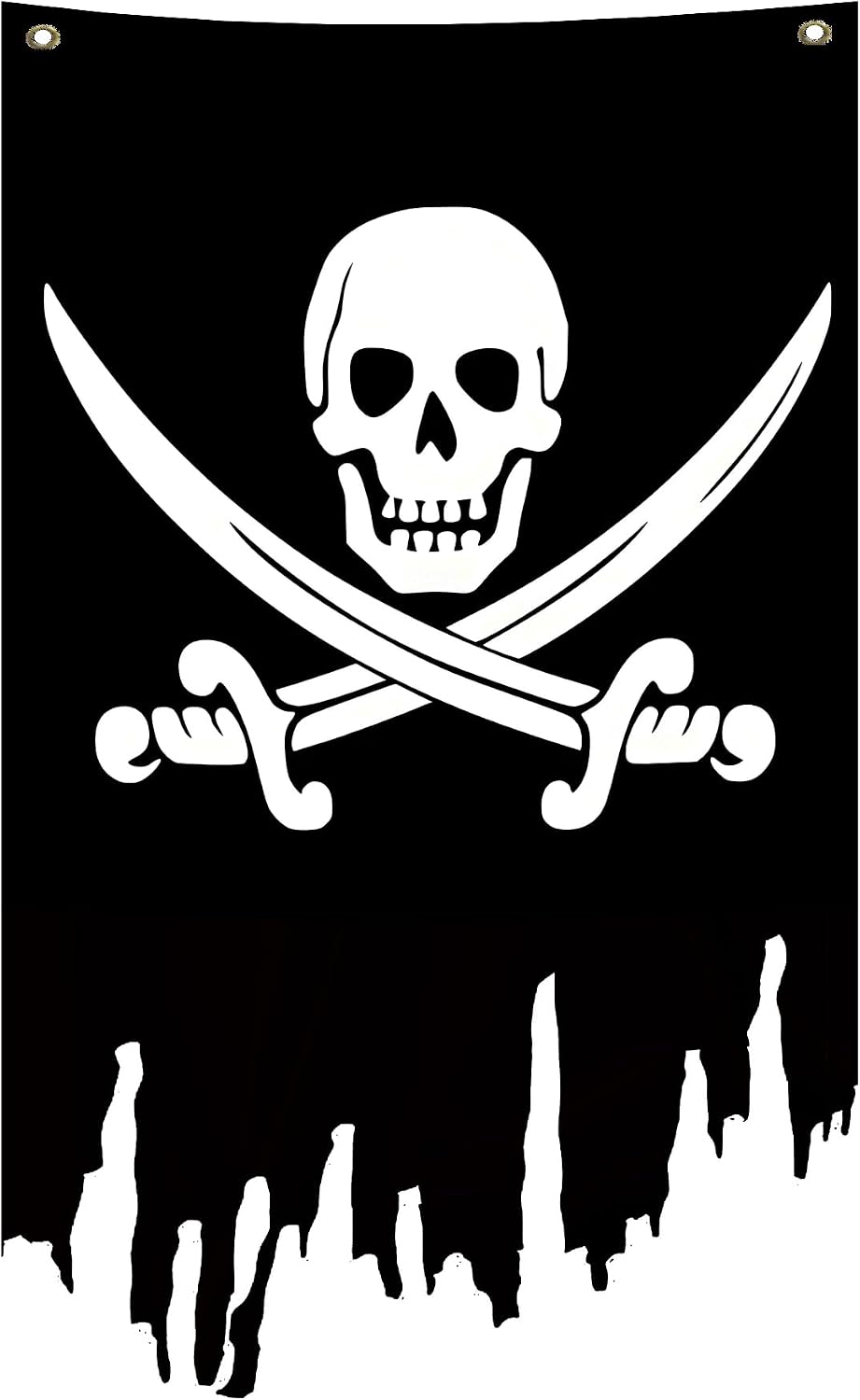Jack Sparrow Jolly Roger Pirate Creepy Ragged Vertical Flag 5x8FT Vivid Color Fade Resistant Polyester with Brass Grommets Halloween Gifts and Room Decor Indoor Outdoor