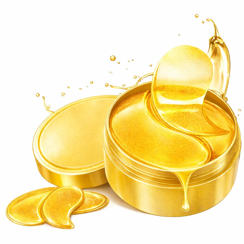 Under Eye Patches - 60 Pcs - 24K Gold Eyes Mask- Puffy Eye & Dark Circles Treatments,Reduce Under Eye Bags and Smooth Wrinkles, Skin Care Pads | Hydrogel Patch Mask Eyes Treatment for Dryness Relief.