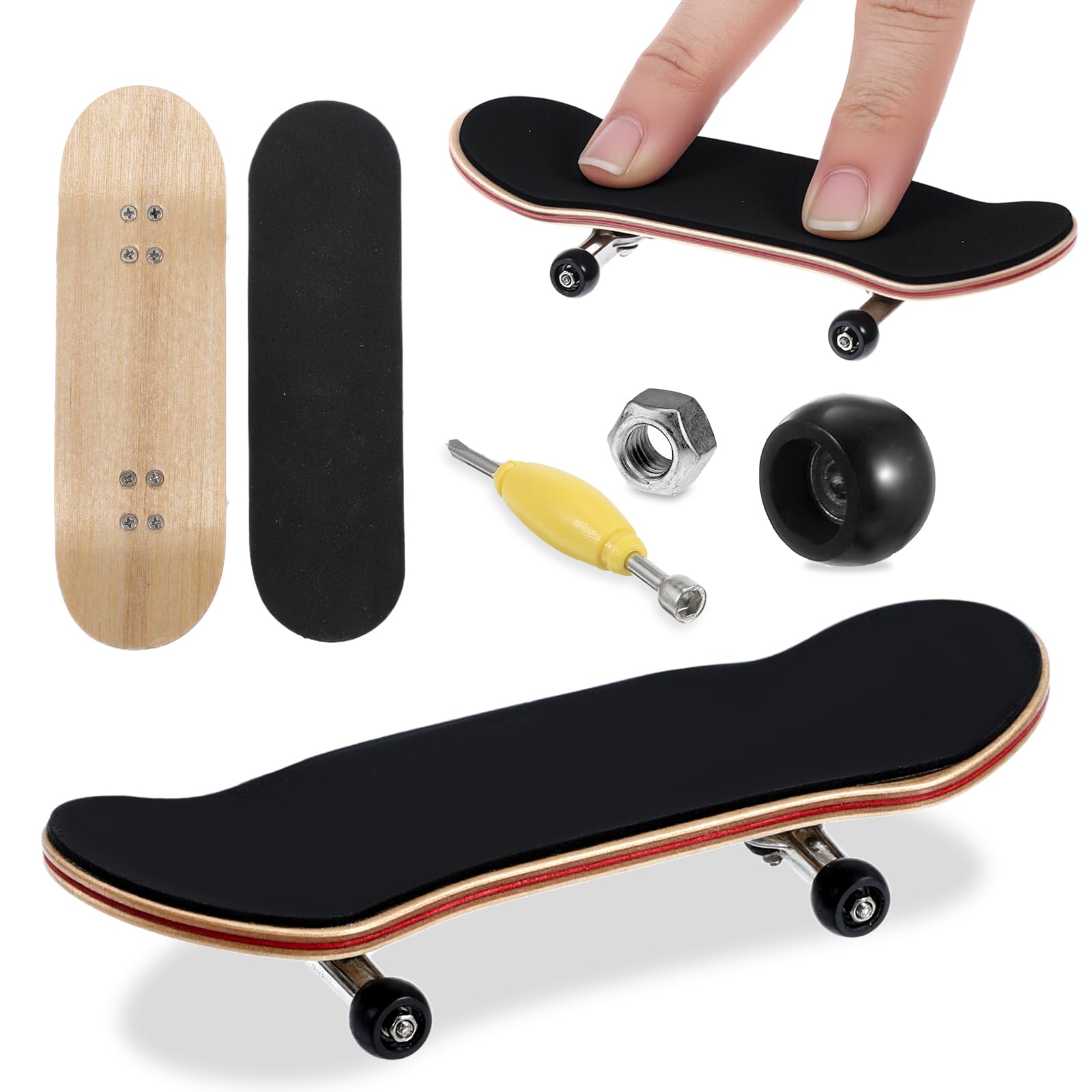 MMI Nii Finger Skateboard Giocattolo | Mini Fingerboard In Legno Portatile | Regalo Creativo Per Bambini E Adulti Per Sviluppare Abilità Motorie