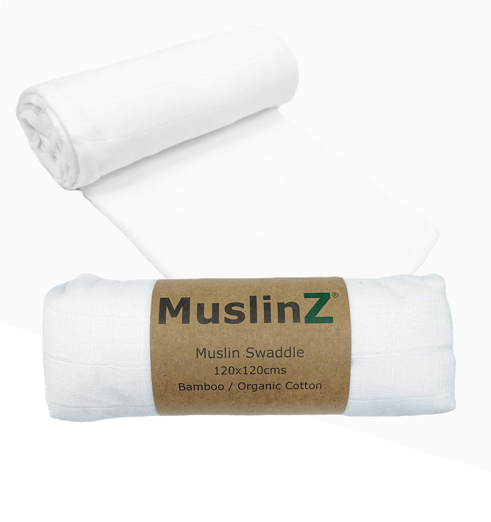 MuslinZ Ex Large Muslin Cloths for Baby - Newborn Baby Essentials - Baby Swaddle -Bamboo Mix, Soft and Breathable (White)