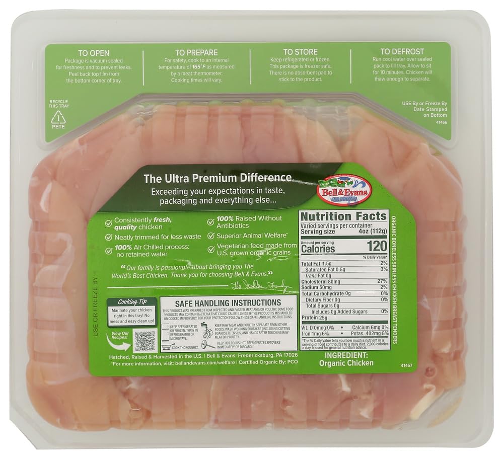 Miniatura 2 de Bell & Evans, Pechuga de pollo tierna en filete, refrigerado al aire, orgánico, empaquetado en bandeja, paso 2