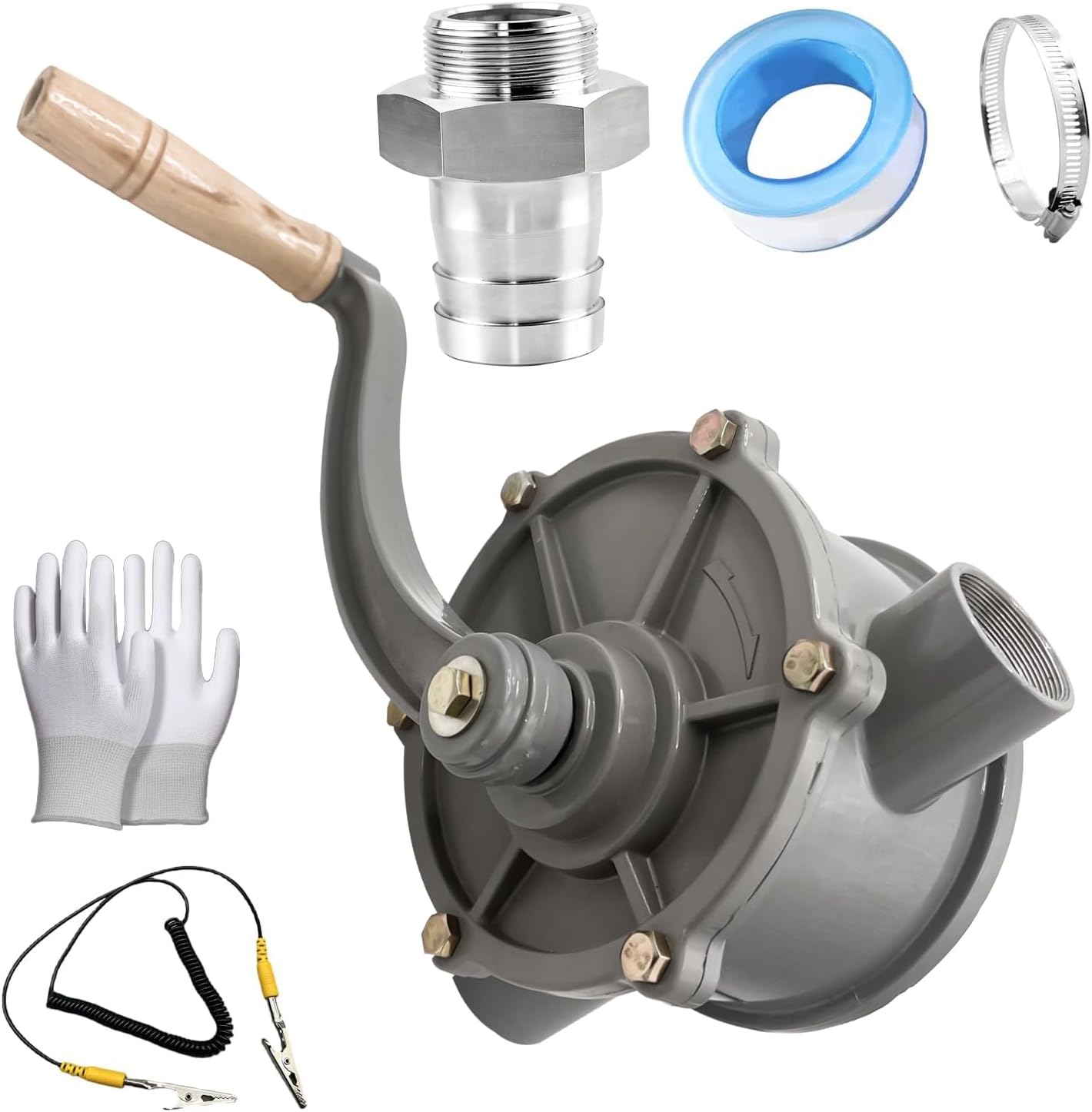 Gas Caddy Pump, Hand Gas Diesel Transfer Pump for 30 Gallon 35 gallon 40 gallon Gas Fuel Diesel Caddy, Inlet Pipe 1-1/4", Outlet Pipe 1" (Hand Siphon Pump + 1" Adapter) - (0.98 inch)