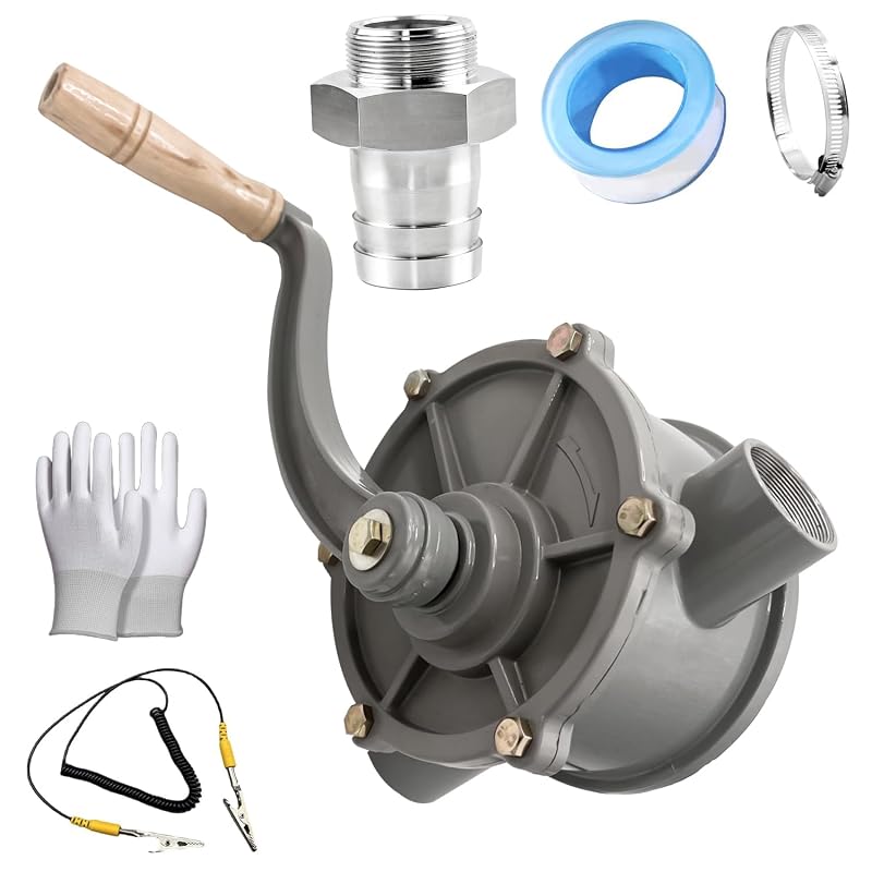Bomba manual de transferência de combustível TINJO para caddy de gasolina e diesel, vazão de 20–25 L/min, conexões de 1 pol. e 1 1/4 pol.