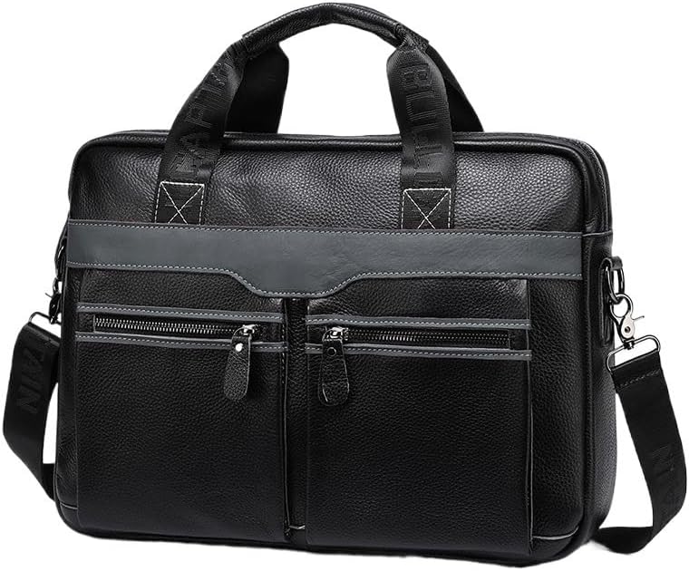 Men's Diagonal Cross Handbag Leather Briefcase Business Meeting Computer Bag