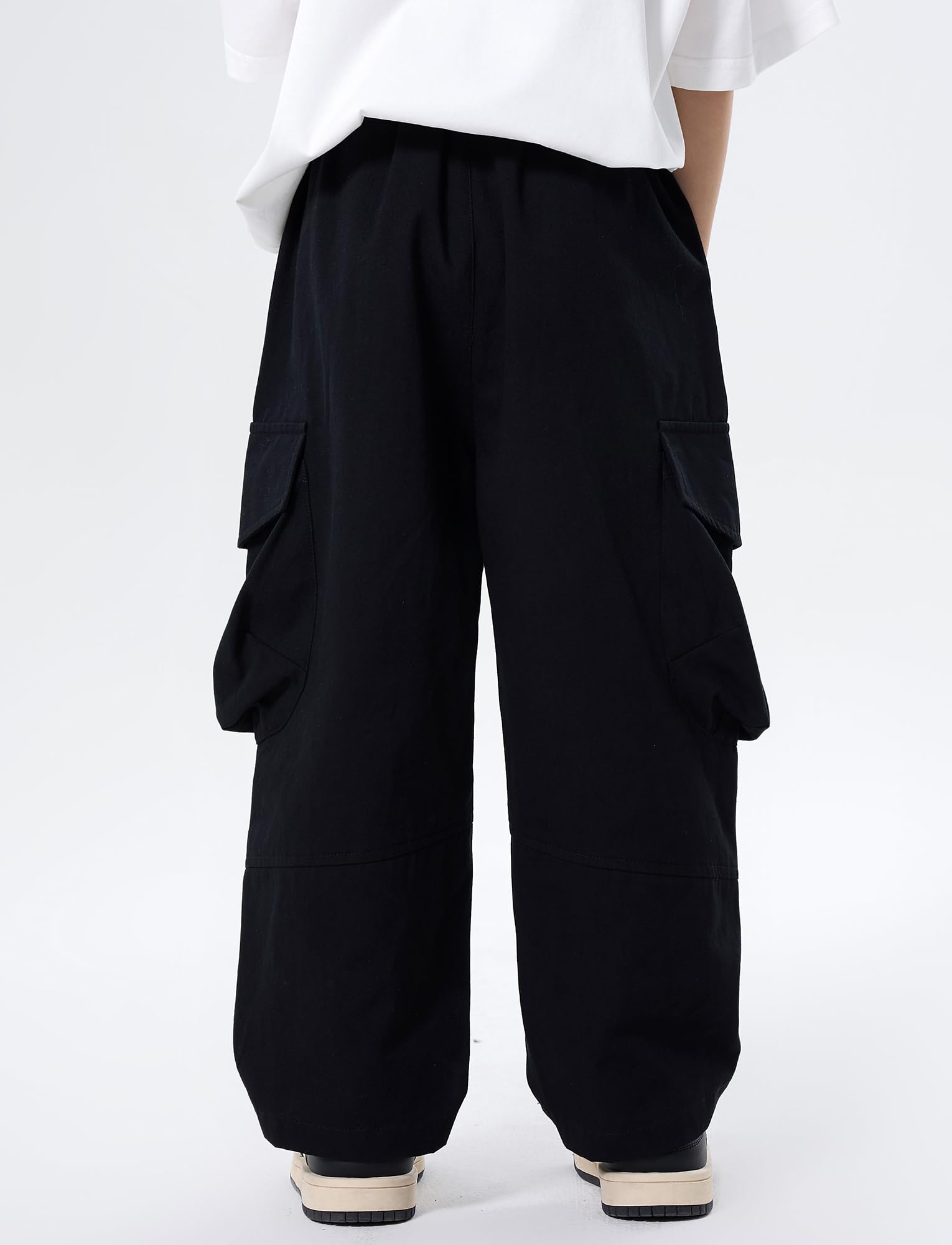 SEAUR Pantaloni Cargo Baggy Ragazzi Vita Elastica Pantaloni a Gamba Larga Oversize Hip-Hop Streetwear 4 Tasche Adolescenti 5-15 Anni
