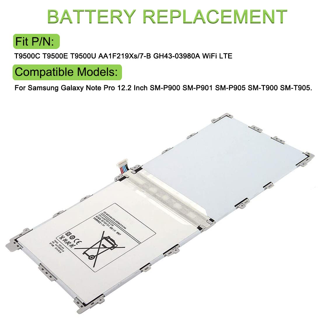 XITAIAN 3.8V 36.10Wh T9500C T9500E T9500U Batteria di Ricambio per Samsung Galaxy Note PRO 12.2" SM-P900 SM-P901 SM-P905 with Tools