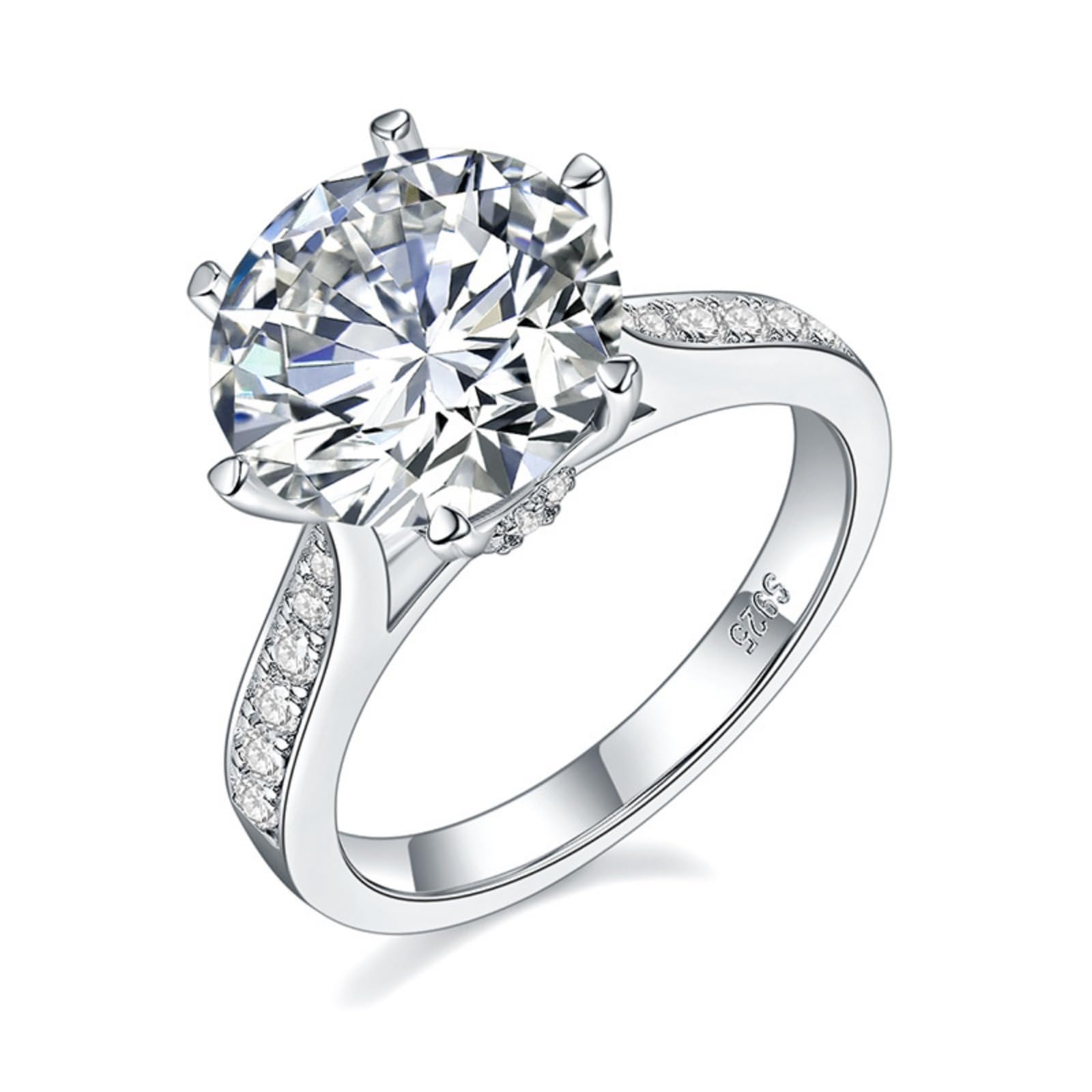 Alianzas de boda de moissanita de 5 quilates, color D, claridad VVS1, anillos de diamantes para mujer, chapados en plata de ley 925 de 18 quilates, anillos de moissanita para mujer con