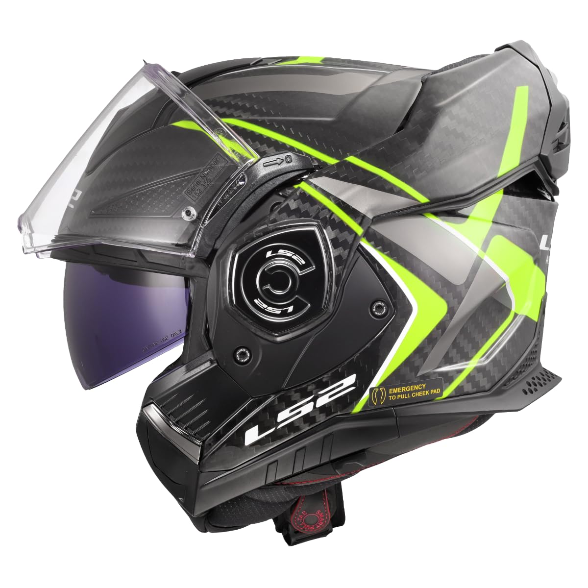 LS2, Casco Moto Modular ADVANT X CARBON FUTURE II Gloss H-​V Yellow, M